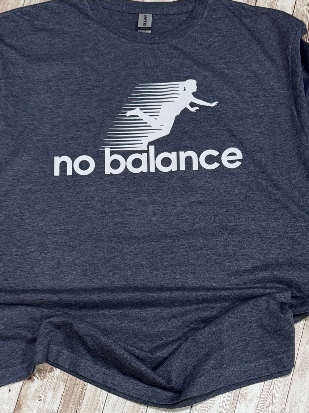 Navy Heather with "no balance" Print Shirt